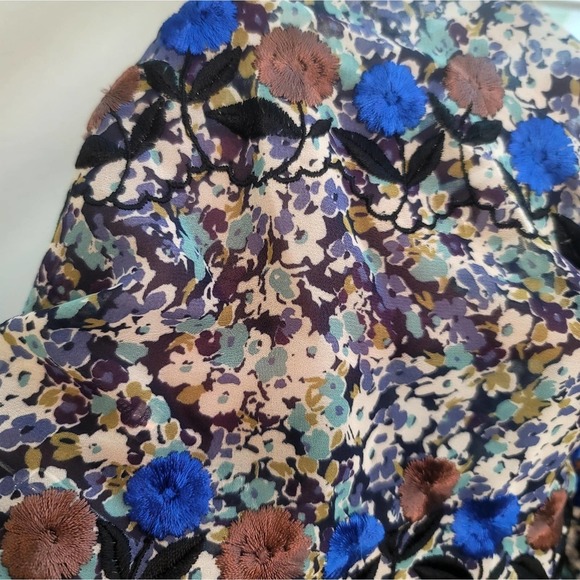 ANNA SUI FLORAL BUTTERFLIES SLEEVELESS EMBROIDERED DETAIL SQUARE NECKLIN… - Picture 7 of 16